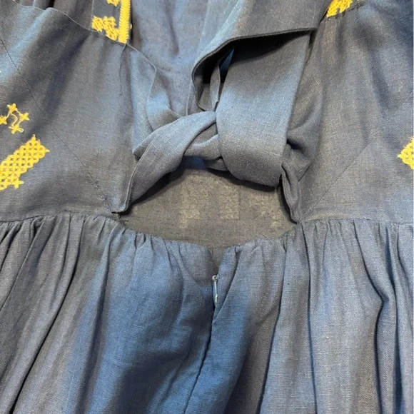 FARM Rio Macaw Sundress Medium Blue & White Embroidered Tropical Dress - Picture 10 of 12